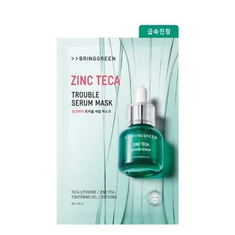 Skin Care Bring | Bring Green Zinc Teca Trouble Serum Mask [4+1Pcs]