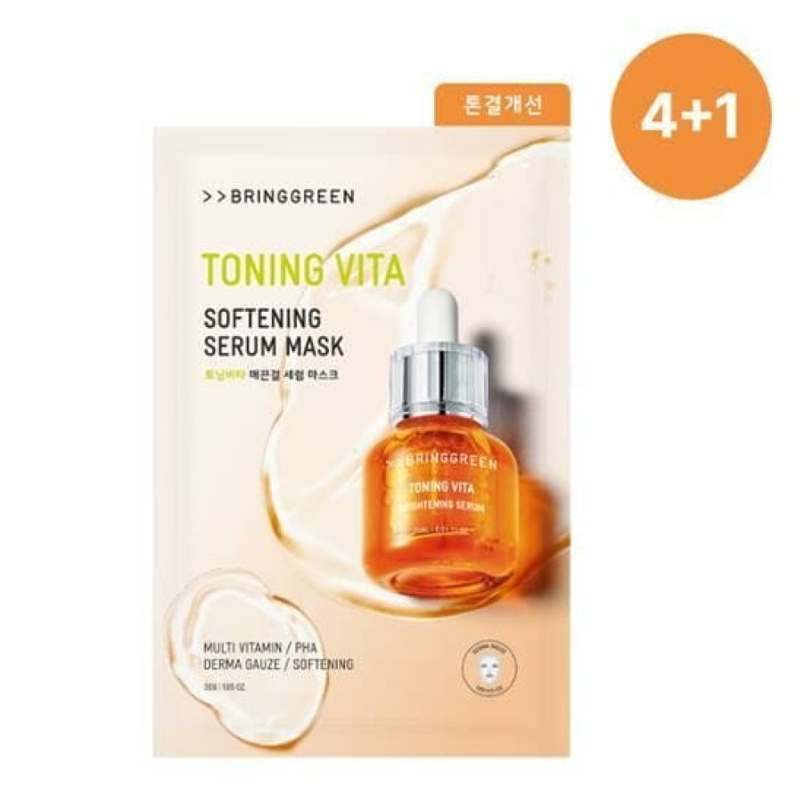 Skin Care Bring | Bring Green Toning Vita Softening Serum Mask [4+1Pcs]